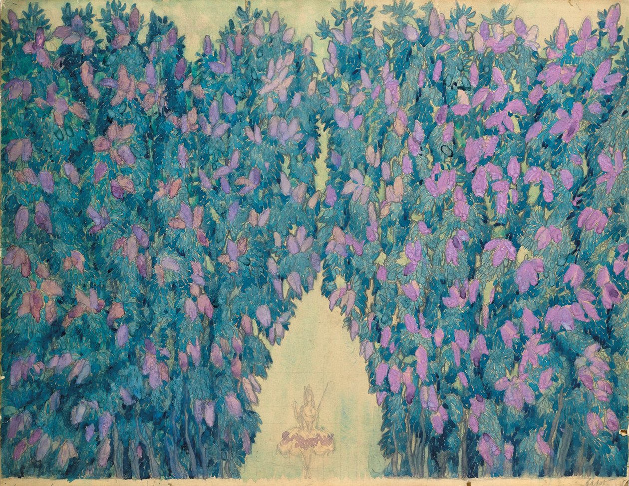Uyuyan güzel bale için sahne tasarımı, P. Tchaikovsky, 1921. by Leon Bakst