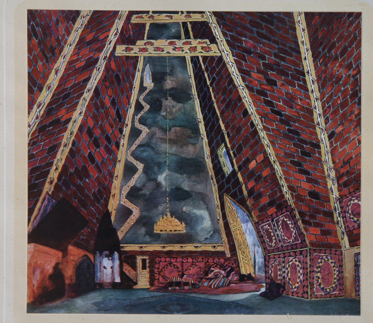 M.A. Balakirev tarafından Thamar balesi için sahne tasarımı, 1912 by Leon Bakst