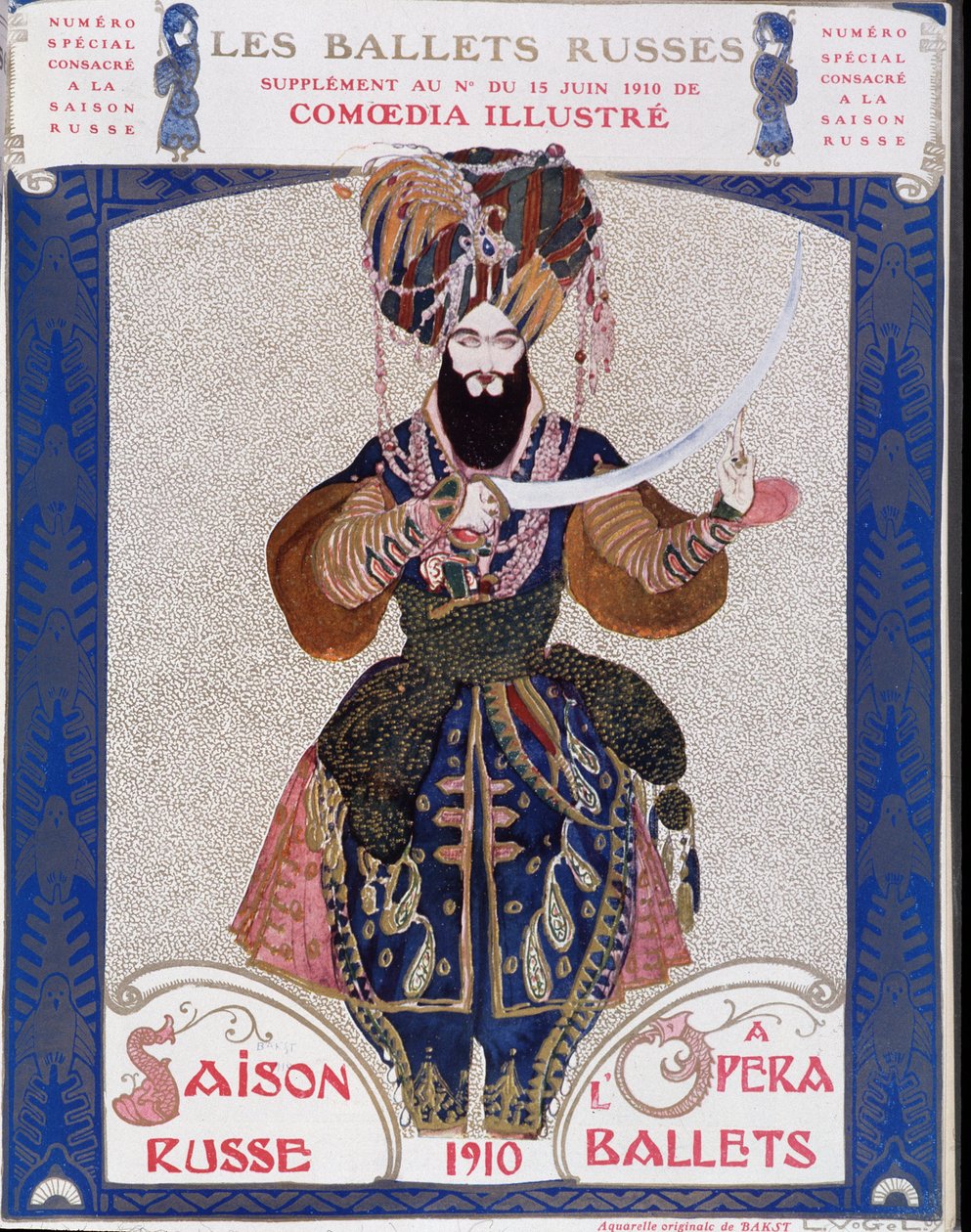 Operadaki Rus baleleri - Bakst tarafından suluboya, “” Comoedia resimli”” by Leon Bakst