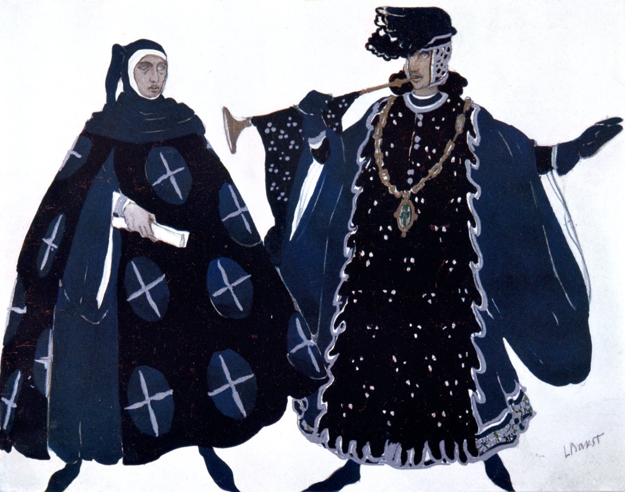 Two Heralds, bale kostümü tasarımı, 1911 by Leon Bakst