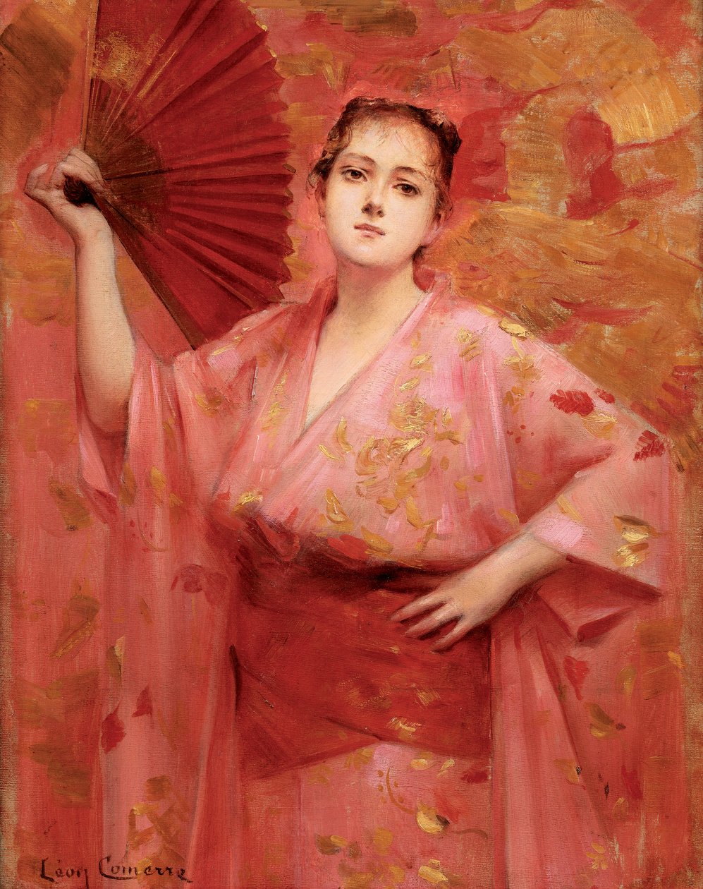 Georges Achille-Fould, Japon elbisesi içinde, yaklaşık 1885. by Leon Francois Comerre