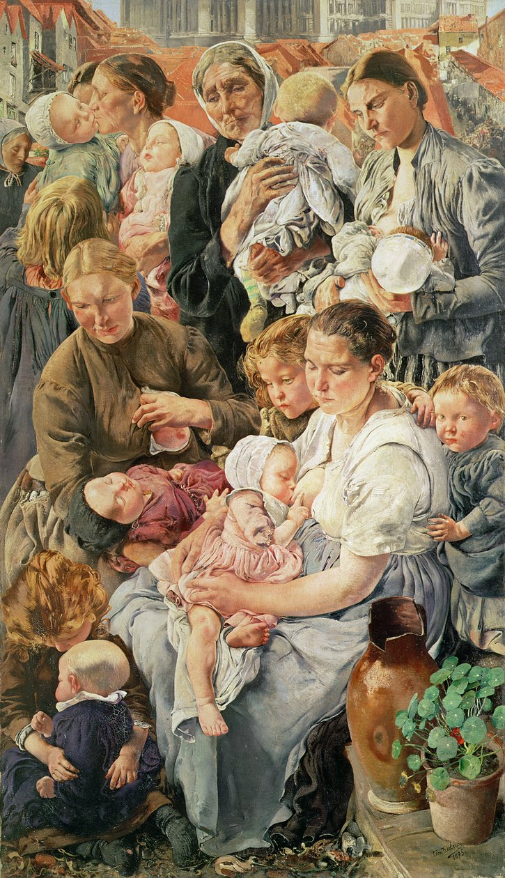 The Women, right panel from The Ages of the Worker, 1895  by Leon Henri Marie Frederic