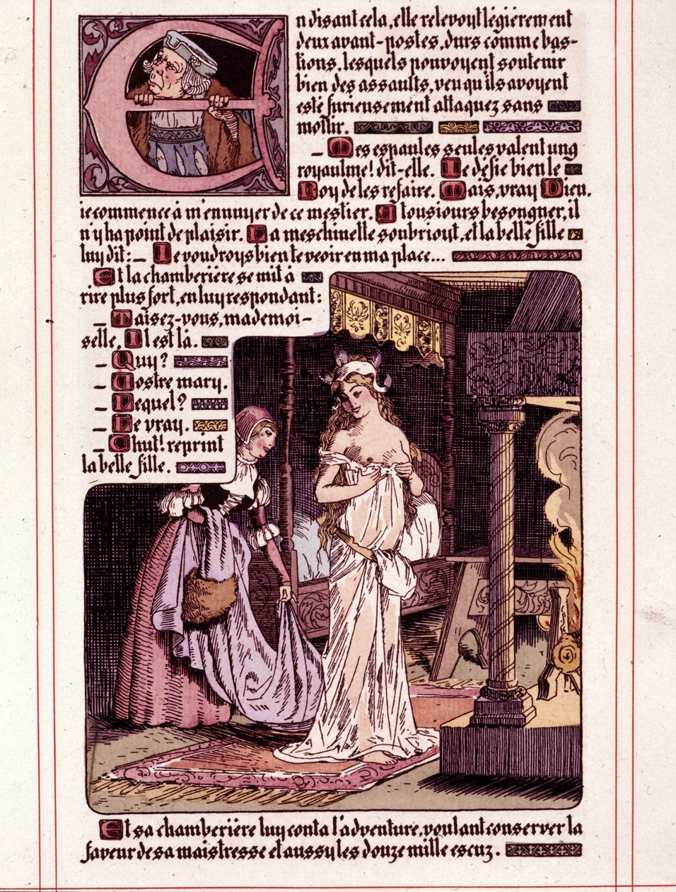Leon Lebegue (1863-1944) tarafından Honore de Balzac'ın “La Mye du Roy” adlı romanının illüstrasyonu by Leon Lebegue