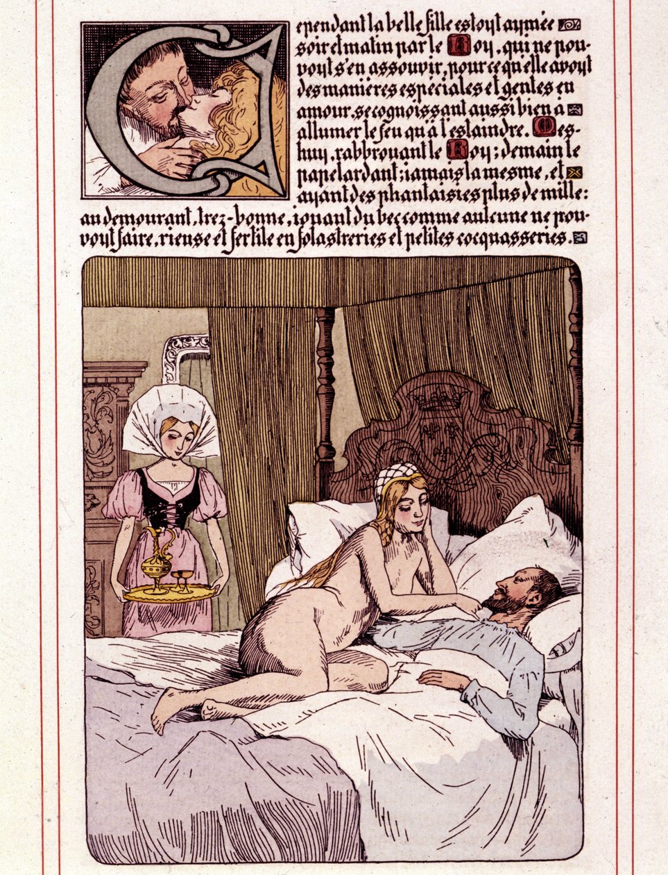 Leon Lebegue (1863-1944) tarafından Honore de Balzac'ın “La Mye du Roy” adlı romanının illüstrasyonu by Leon Lebegue