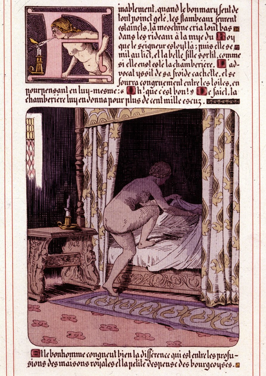 Leon Lebegue (1863-1944) tarafından Honore de Balzac'ın “La Mye du Roy” adlı romanının illüstrasyonu by Leon Lebegue