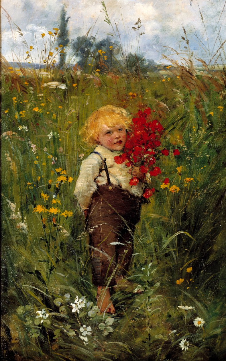 Buketli küçük çocuk. Leon Tanzi