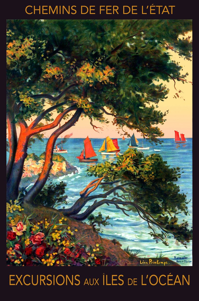 Atlantik Okyanusu adalarına geziler, Noirmoutier, 20. yüzyılın başları (poster) by Leon Printemps