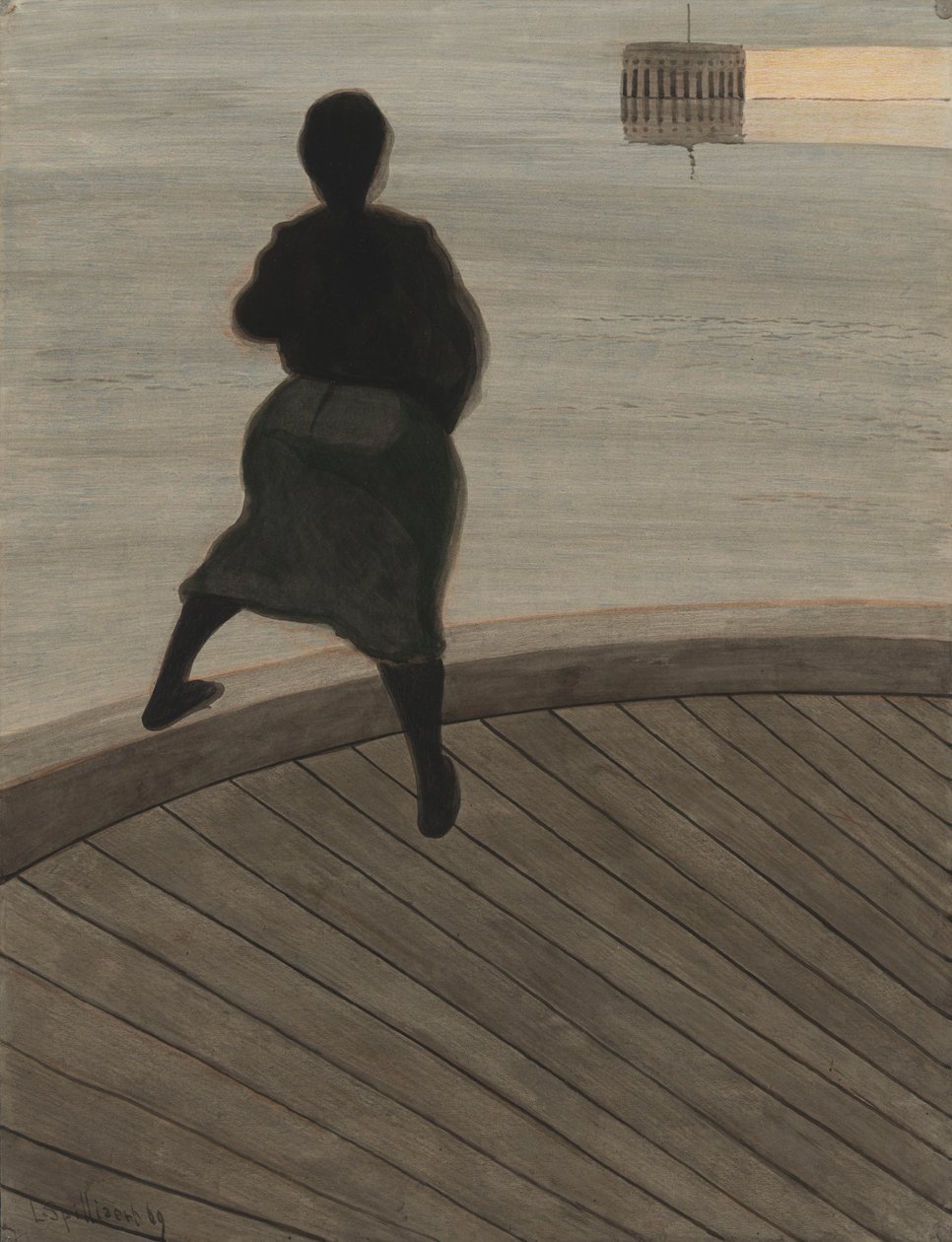 İskelede balıkçı kadın by Leon Spilliaert