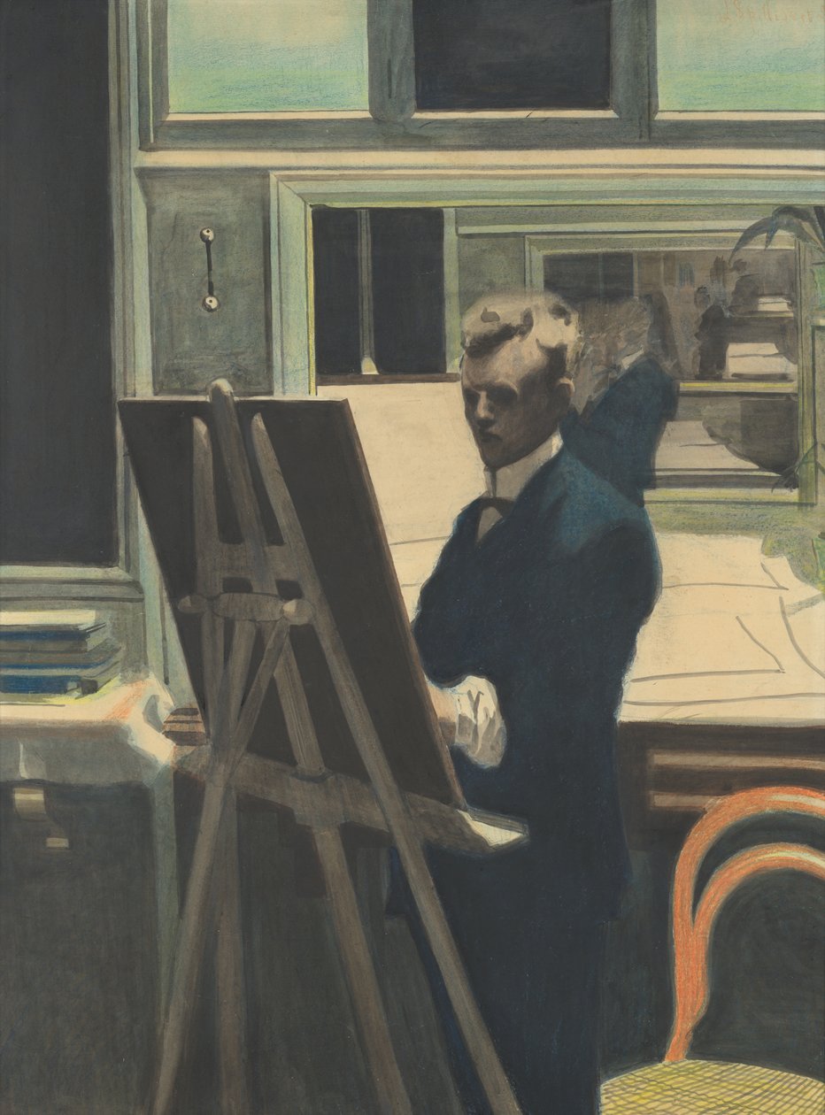 Kendi Portresi (kağıt üzerine suluboya) by Leon Spilliaert