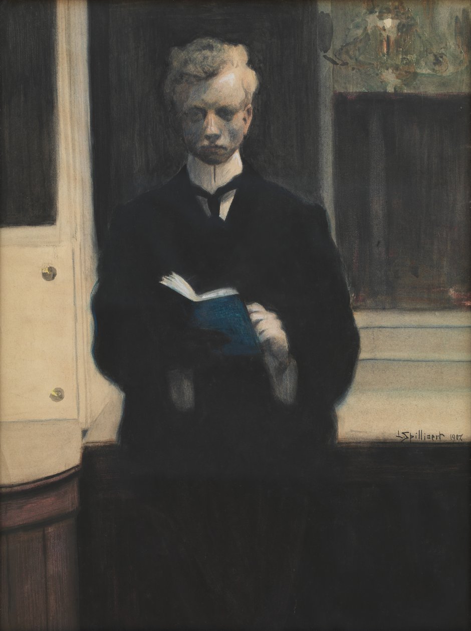 Mavi Eskiz Defteriyle Kendi Portresi by Leon Spilliaert