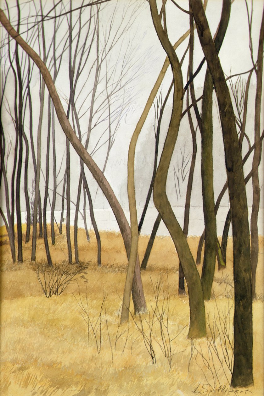 Ağaçlar (kağıt üzerine sulu boya ve kalem) by Leon Spilliaert