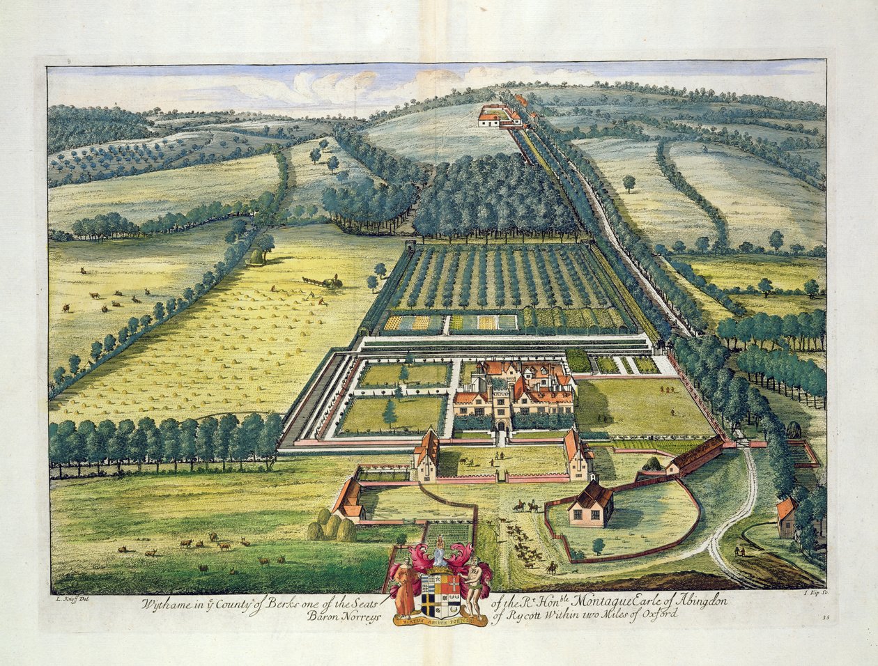 Johannes Kip tarafından oyulmuş Berkshire ilçesinde Wytham (c.1652-1722) by Leonard Knyff