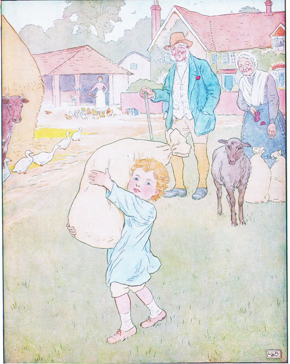 Ve bir tane de şeritte koşan küçük çocuk için by Leonard Leslie Brooke