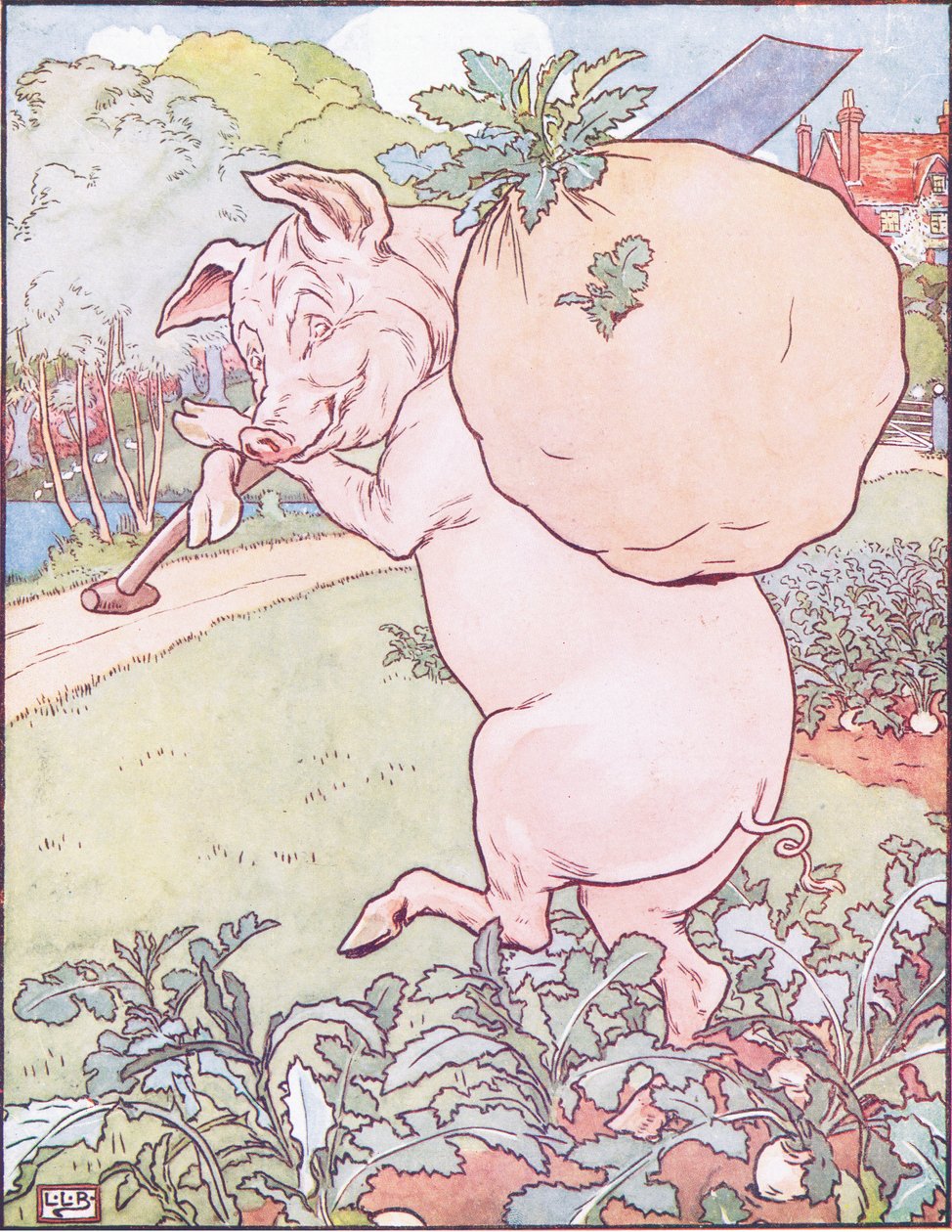 Küçük domuz beşte kalktı ve şalgamı aldı by Leonard Leslie Brooke