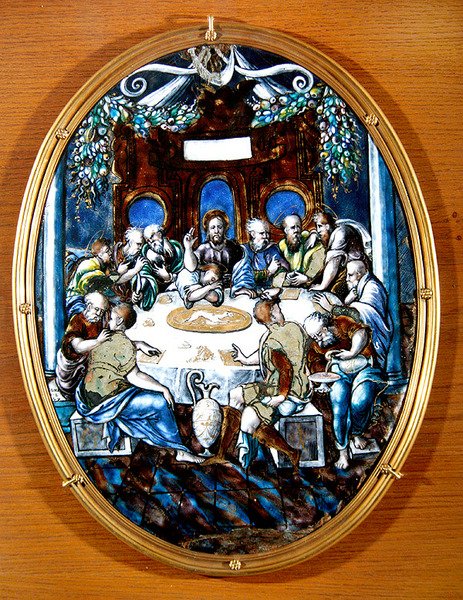 Son Akşam Yemeği, 1557 (boyalı emaye) by Leonard Limosin