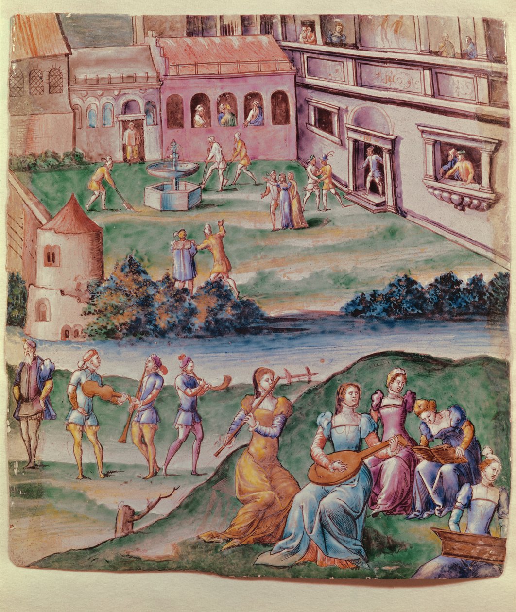 Şato Avlusunda Konser (emaye) by Leonard Limousin