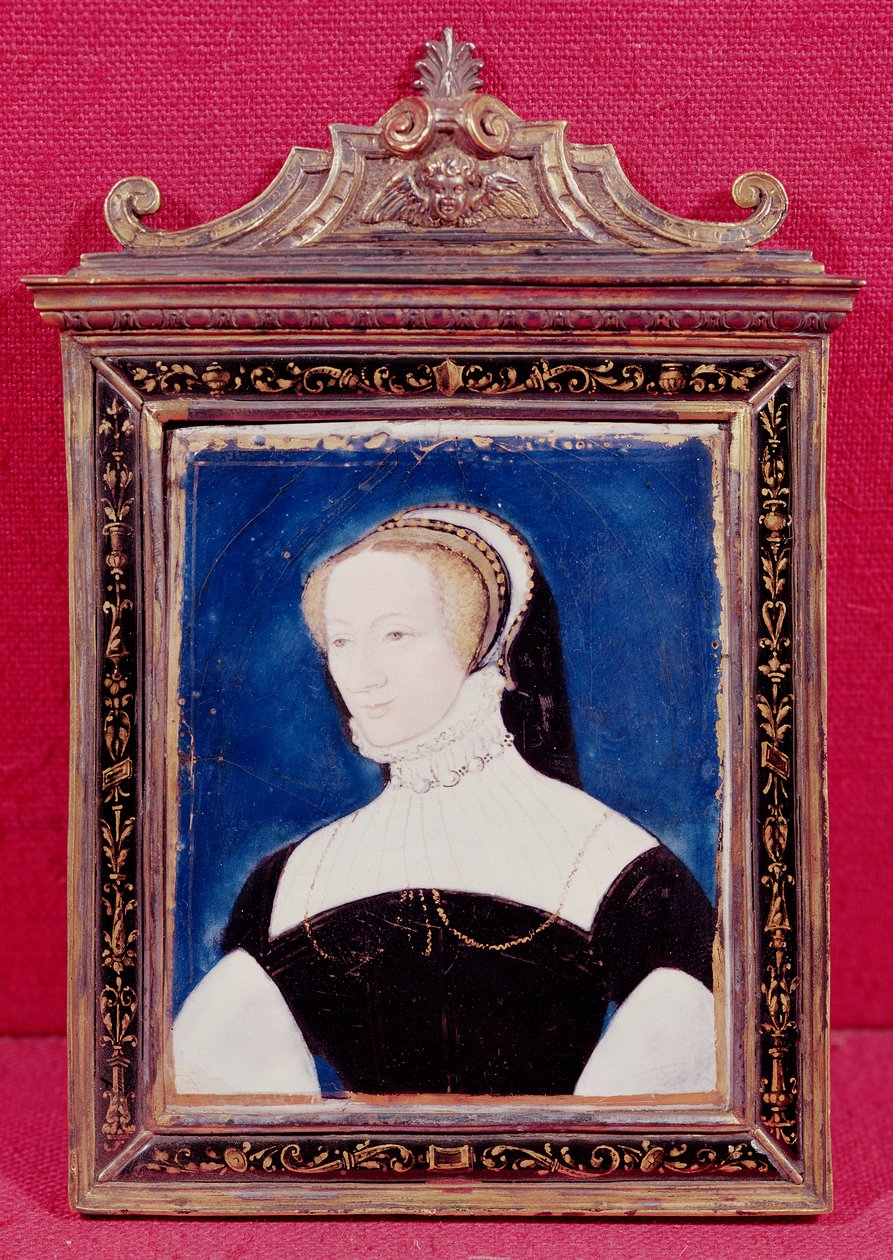 Portrenin Marguerite de Valois (1492-1549) olduğu tahmin ediliyor (boyalı emaye) by Leonard Limousin