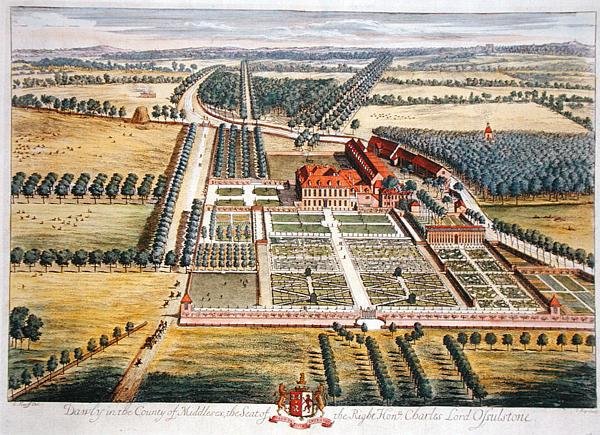 Dawly, Middlesex ilçesinde Johannes Kip (c.1652-1722) tarafından oyulmuş (gravür) by Leonard (after) Knyff