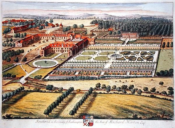 Johannes Kip (c.1652-1722) tarafından oyulmuş Southampton ilçesinde Southwick (gravür) by Leonard (after) Knyff