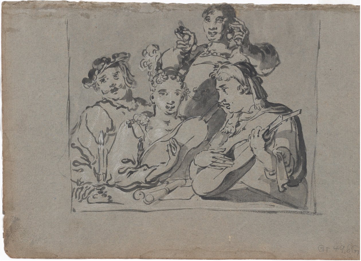 Mum Işığında Bir Tavernada Oynayan Şarkıcılar, Ud Oyuncuları ve Zil Çalan Dörtlü, 1620-1628. by Leonard Bramer