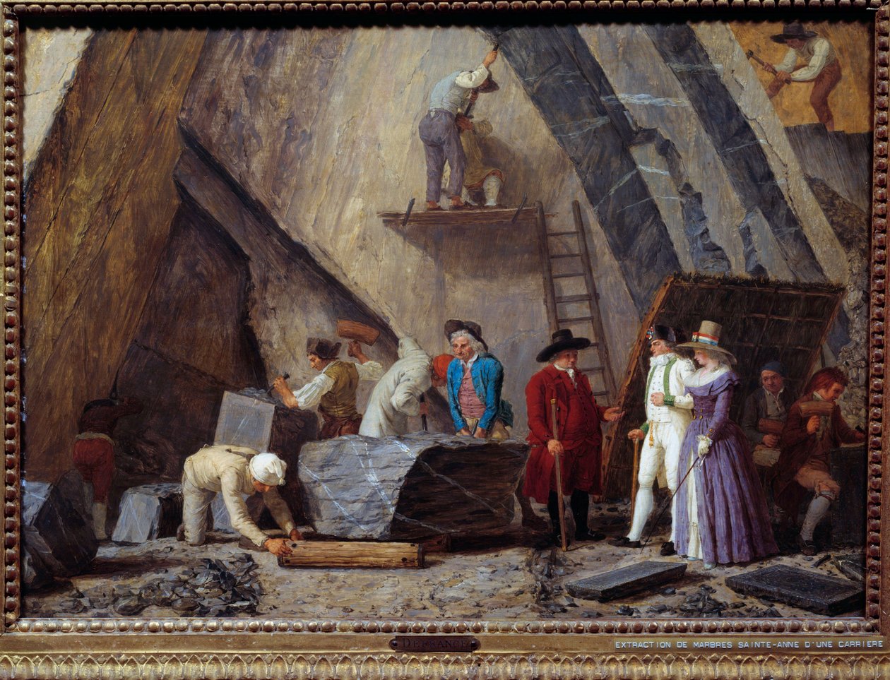 Bir taş ocağından Saint-Anne mermerinin çıkarılması by Léonard Defrance
