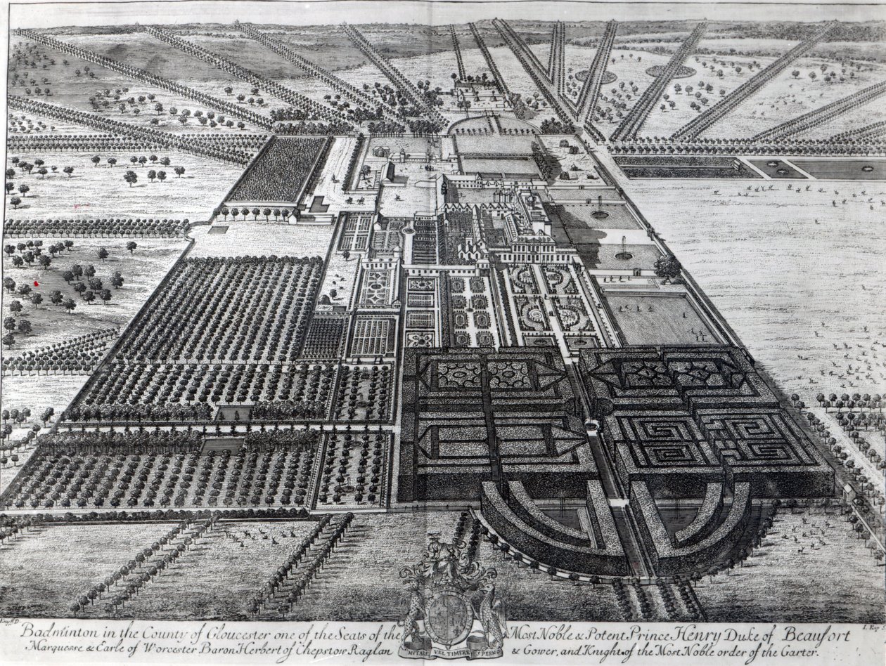 Johannes Kip tarafından oyulmuş Gloucester County Badminton Evi, by Leonard Knyff