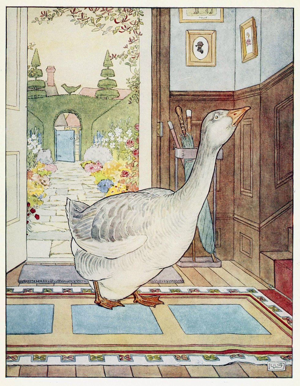Goosey, Goosey Gander, Nereye Gideceğim?, Bir Tekerleme Resimli Kitaptan, pub. 1914 (renkli taş) by Leonard Leslie Brooke