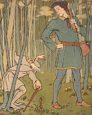Küçük Yaşlı Bir Adamla Tanıştık. Altın Kazdan İllüstrasyon by Leonard Leslie Brooke