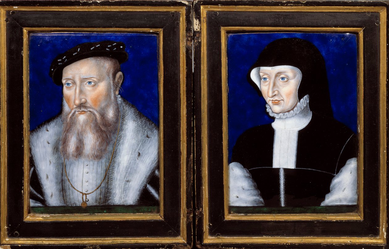 Claude de Lorraine (1496-1550), Guise Dükü ve Bourbon Vendome Antoinette (1494-1583), eşi Emaye Leonard Limosin (1505-1577) 1550 tarafından boyanmış portresi. Güneş. 0,25x0,2 m Ecouen, Musee National de la rönesans by Leonard Limosin