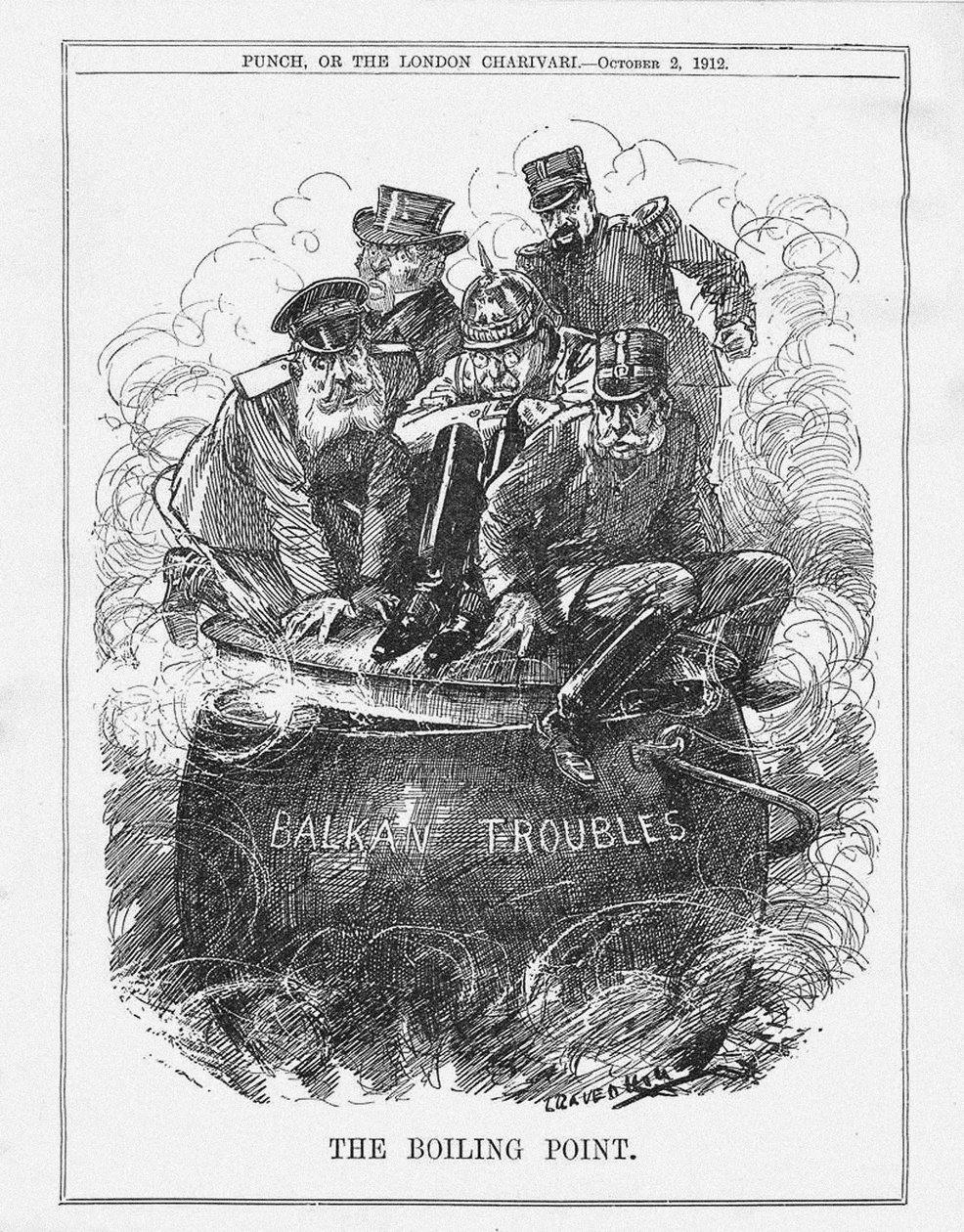 Kaynama Noktası. Punch Dergisi, 2 Ekim 1912, 1912 by Leonard Raven Hill