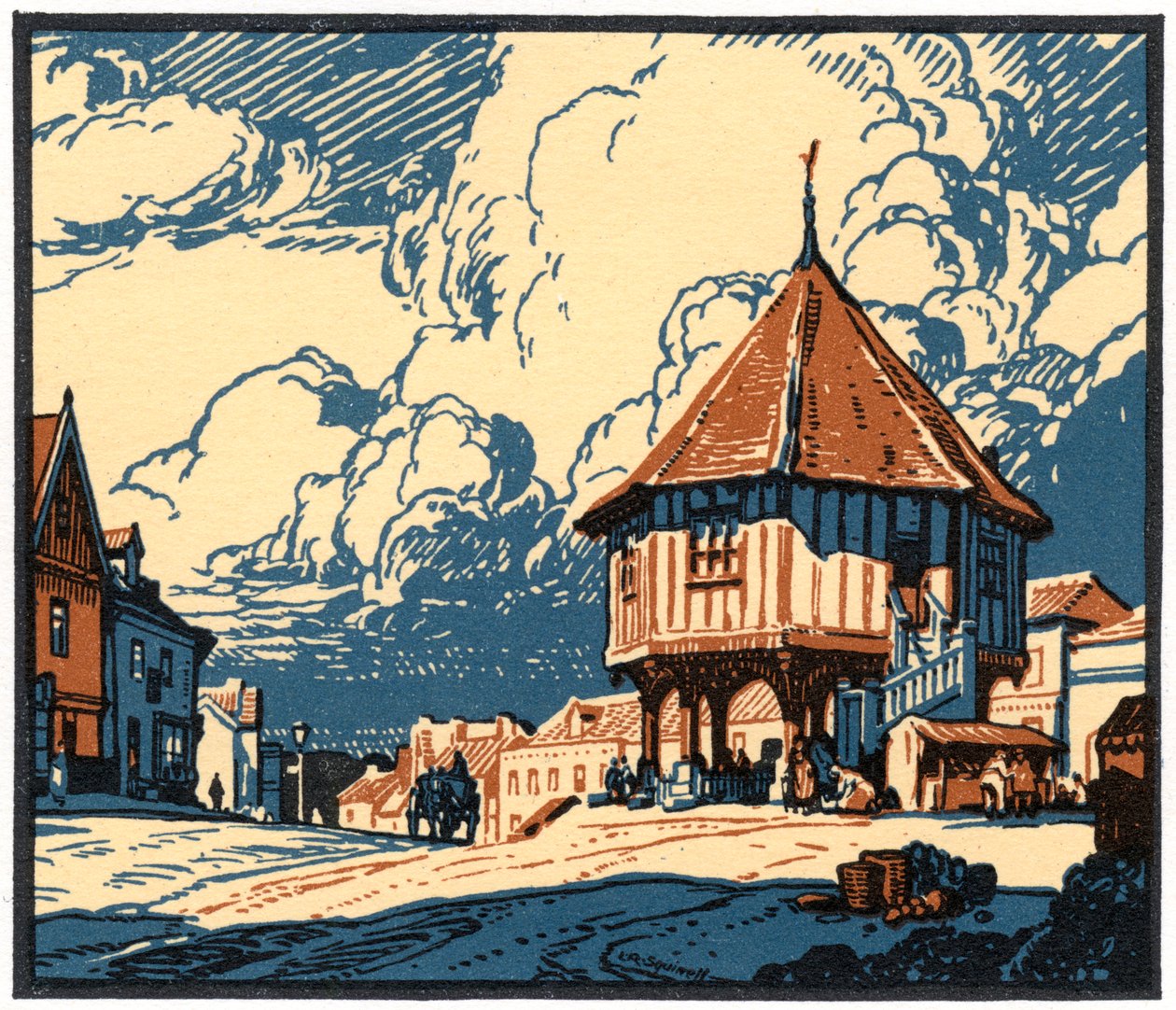 Market Cross, Wymondham, Norfolk, 20. yüzyılın başlarında. by Leonard Russell Squirrell