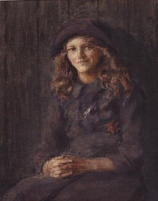 Leylak Şapkalı Genç Kız, 1918 dolayları (suluboya) by Leonard Skeats