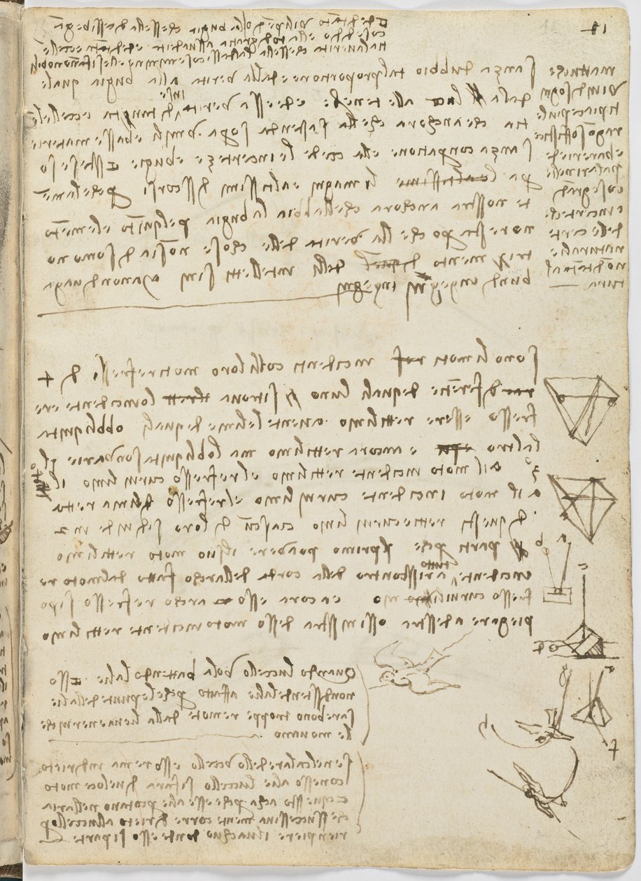 Kuşlar Uçuş Kodu, c. 1505-06, kağıt el yazması, cc. 18, sayfa 11 recto by Leonardo da Vinci