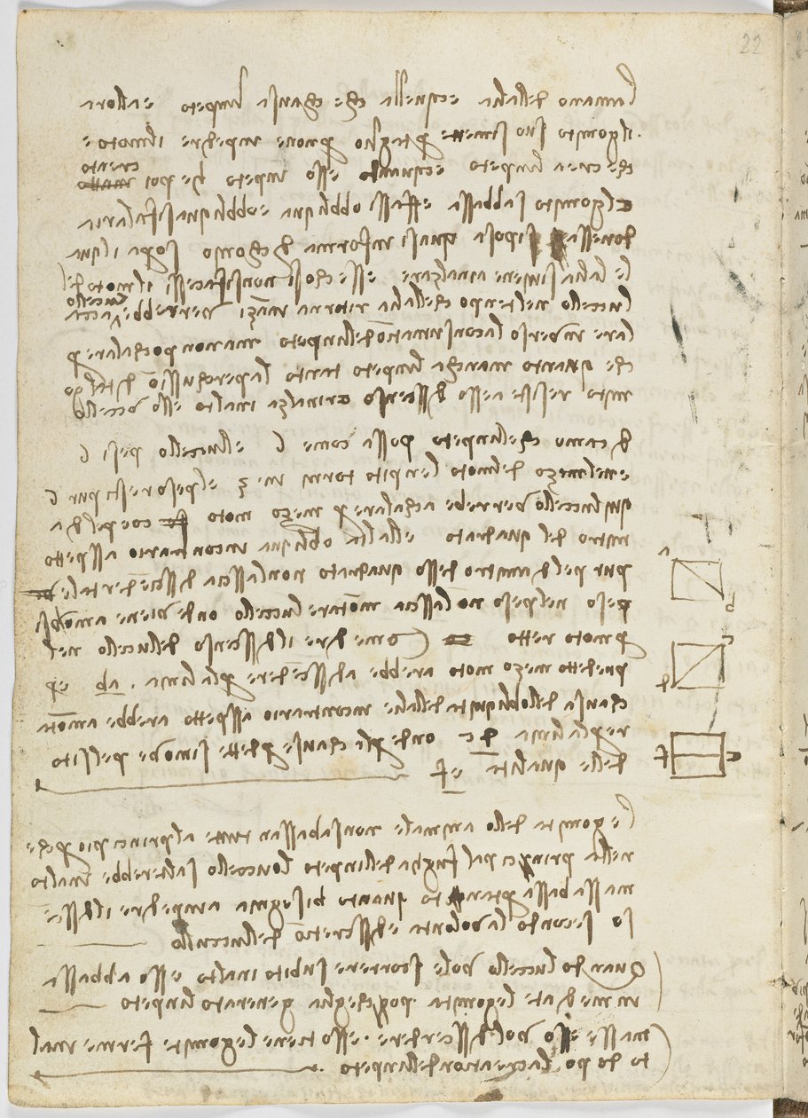 Kuşlar Uçuş Kodu, c. 1505-06, kağıt el yazması, cc. 18, sayfa 14 tersi by Leonardo da Vinci
