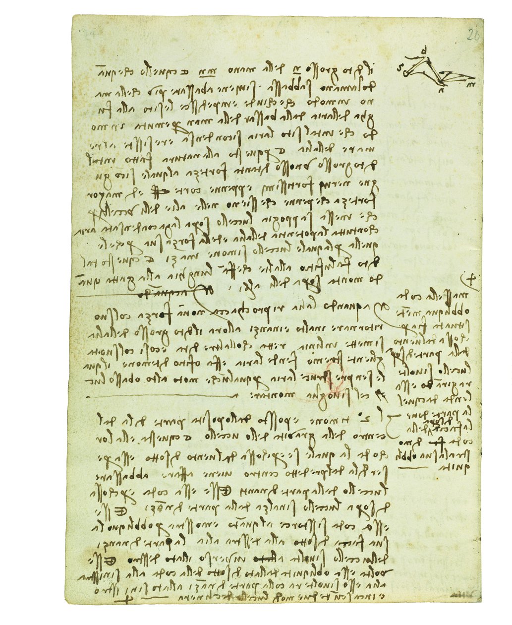 Kuşların uçuşuyla ilgili kodeks, Folio 13 verso by Leonardo da Vinci