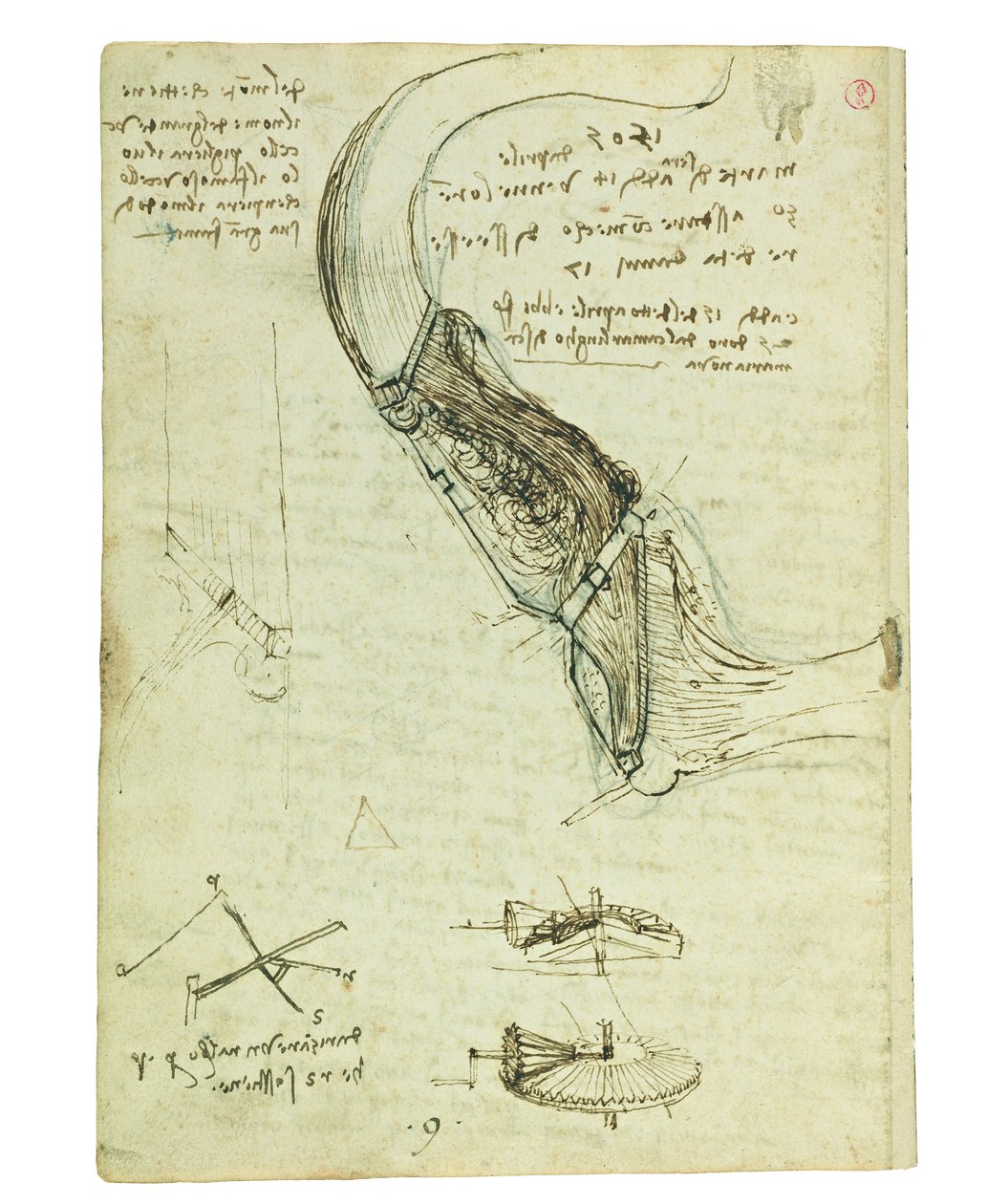 Kuşların uçuşuyla ilgili kodeks, Folio 18 verso by Leonardo da Vinci