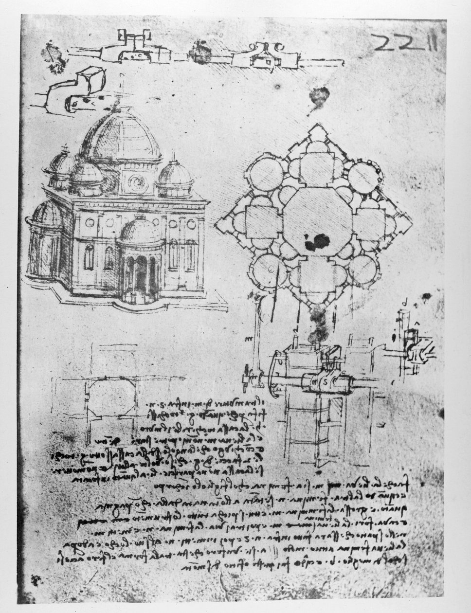Bir kilise için tasarım, fol. 4r by Leonardo da Vinci