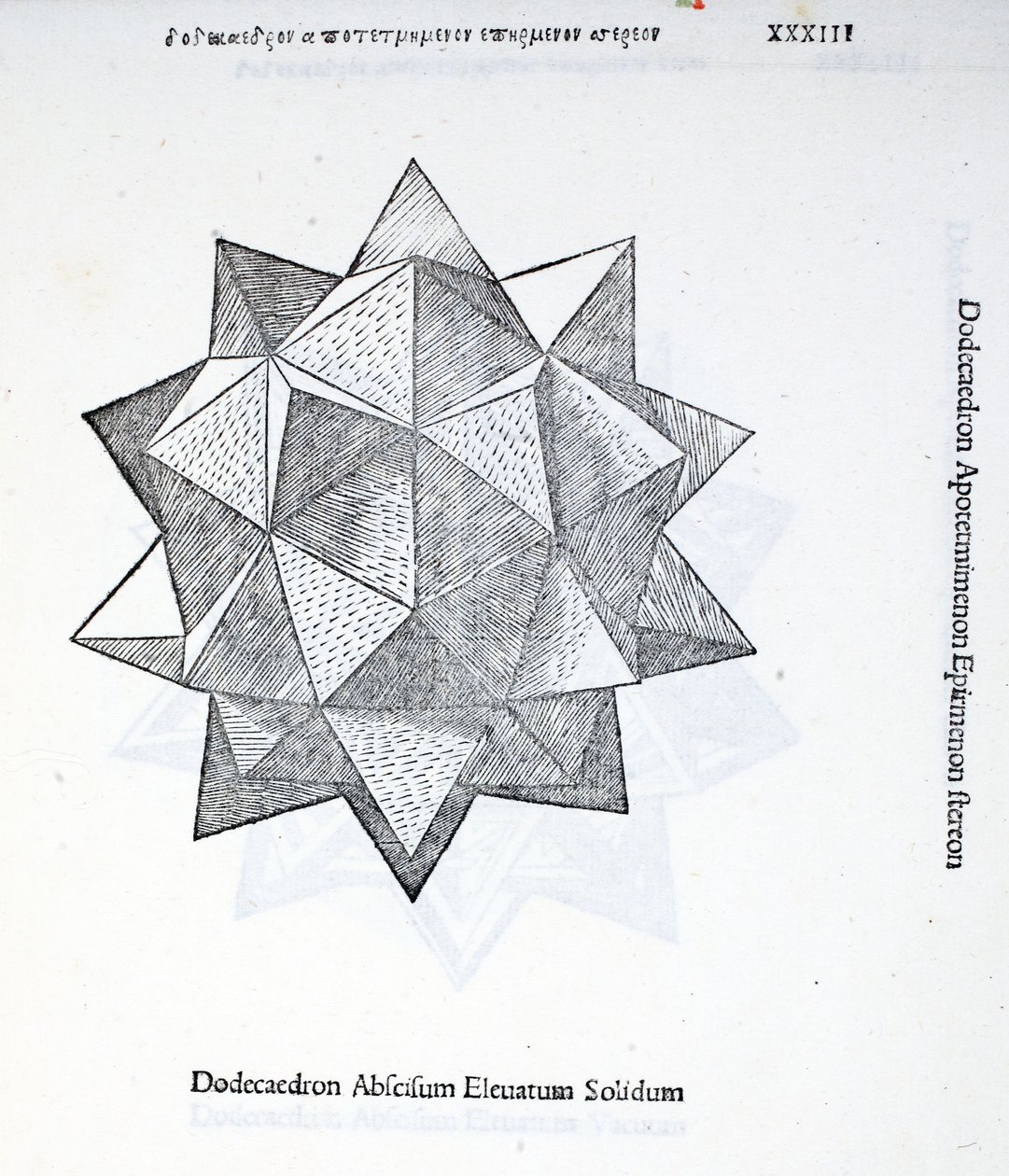 Dodecahedron yükseltilmiş katıyı kesti, Luca Pacioli (c.1445-1517), orijinal yayınevi tarafından 