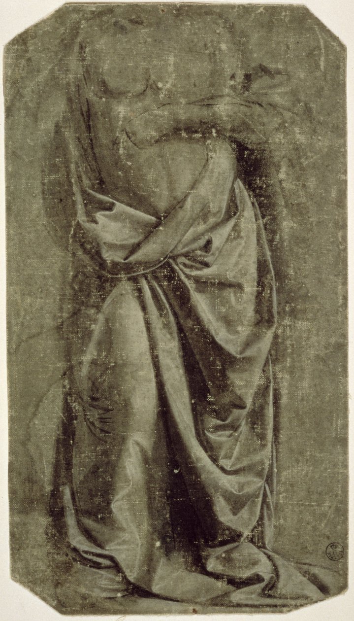 Önden Görülen Ayakta Bir Figür için Perdelik Çalışması, c.1478-80 (tuval üzerine tempera ve beyaz) by Leonardo da Vinci