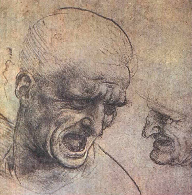 Savaşçı kafaları by Leonardo da Vinci