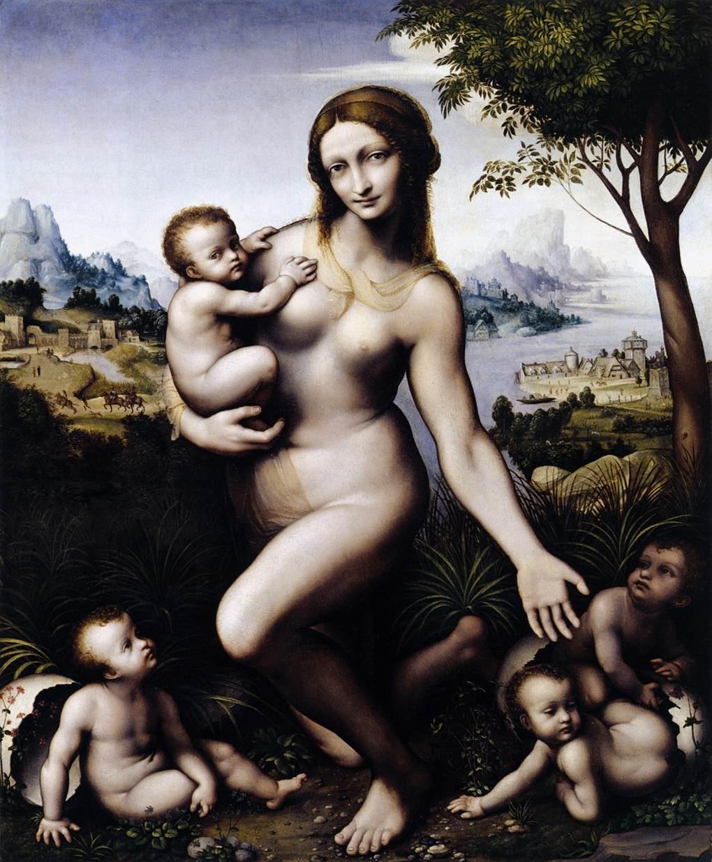 Leda ve Çocukları by Leonardo da Vinci