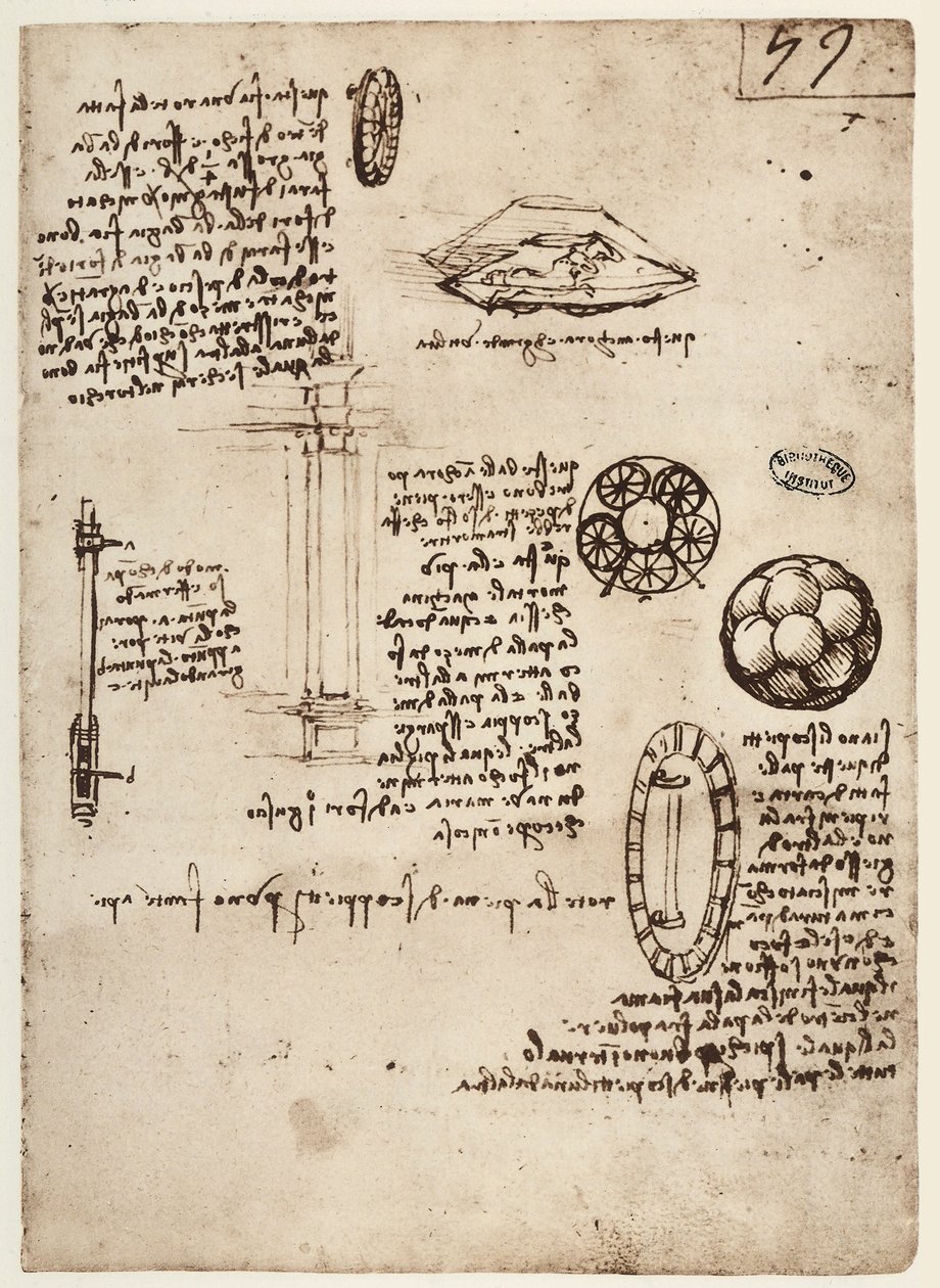MS B 2173 f.59r, askeri silahların incelenmesi, 1488-90 by Leonardo da Vinci