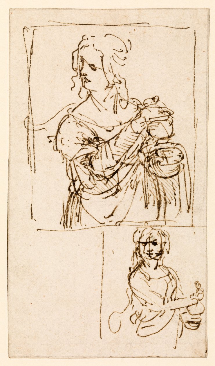 Bir St. Mary Magdalene için Çalışmalar, c.1480-83 by Leonardo da Vinci