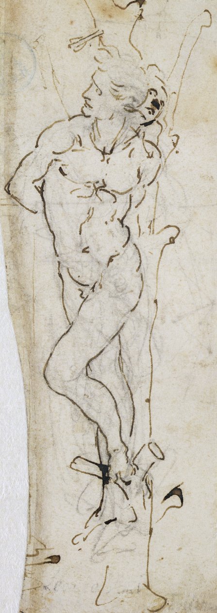 St. Sebastian Çalışması, 1480-81 (kağıt üzerinde kurşun kalem üzerine kalem ve mürekkep) by Leonardo da Vinci