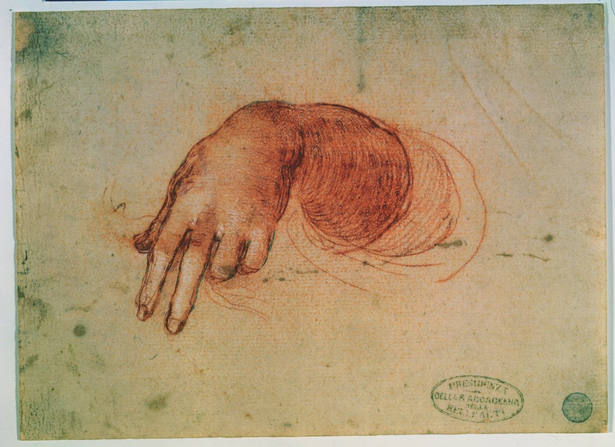 Bir elin çalışması (kağıt üzerinde kırmızı tebeşir) by Leonardo da Vinci