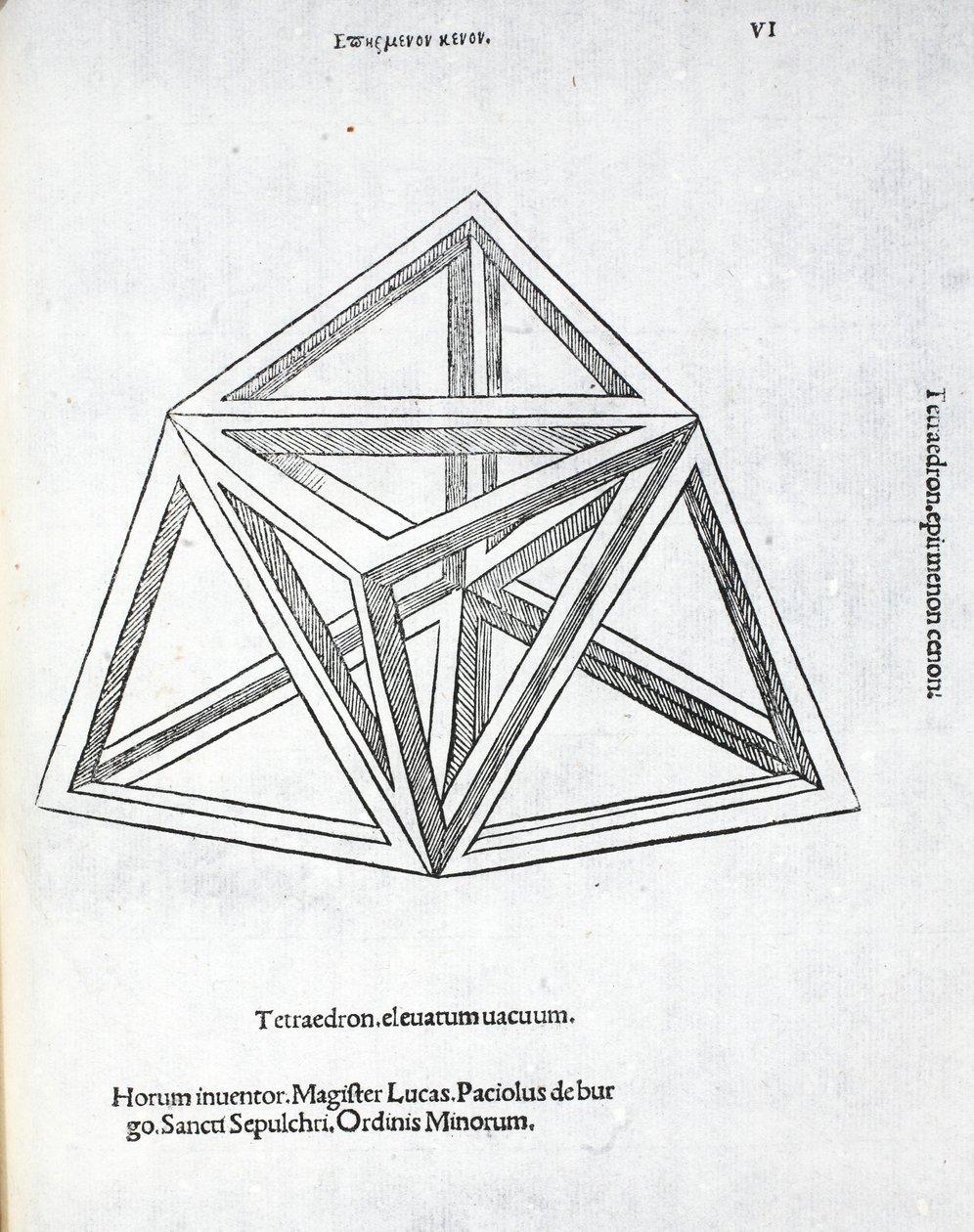 Tetraedron yükseltilmiş vakum, Luca Pacioli (c.1445-1517), orijinal yayınevi tarafından 