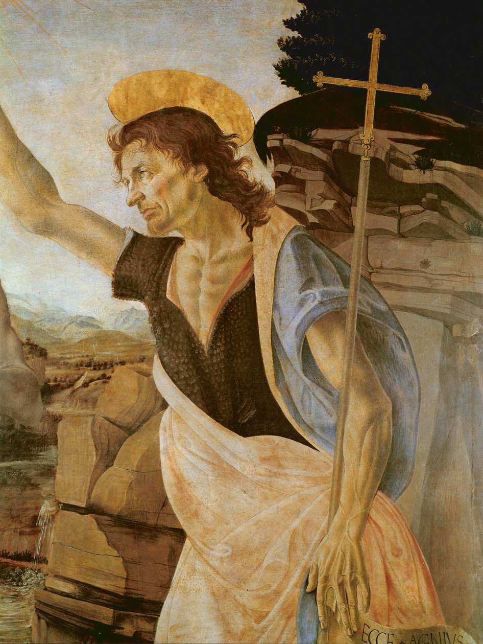 The Baptism of Christ, detail of Saint-John the Baptist, 1470-80  by Leonardo da Vinci
