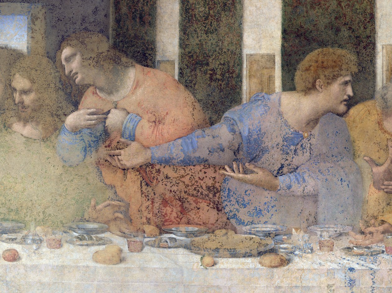 Son Akşam Yemeği, 1495-97 (restorasyon sonrası) (227198 detayı) by Leonardo da Vinci