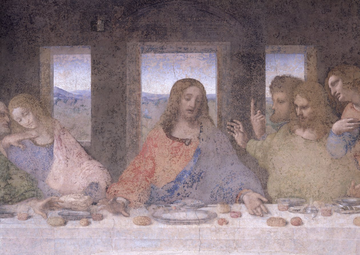 Son Akşam Yemeği, 1495-97 (restorasyon sonrası) by Leonardo da Vinci
