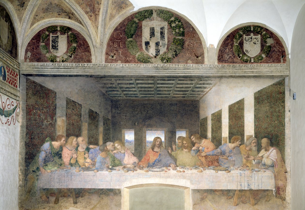 Son Akşam Yemeği, 1495-97 (restorasyon sonrası) by Leonardo da Vinci